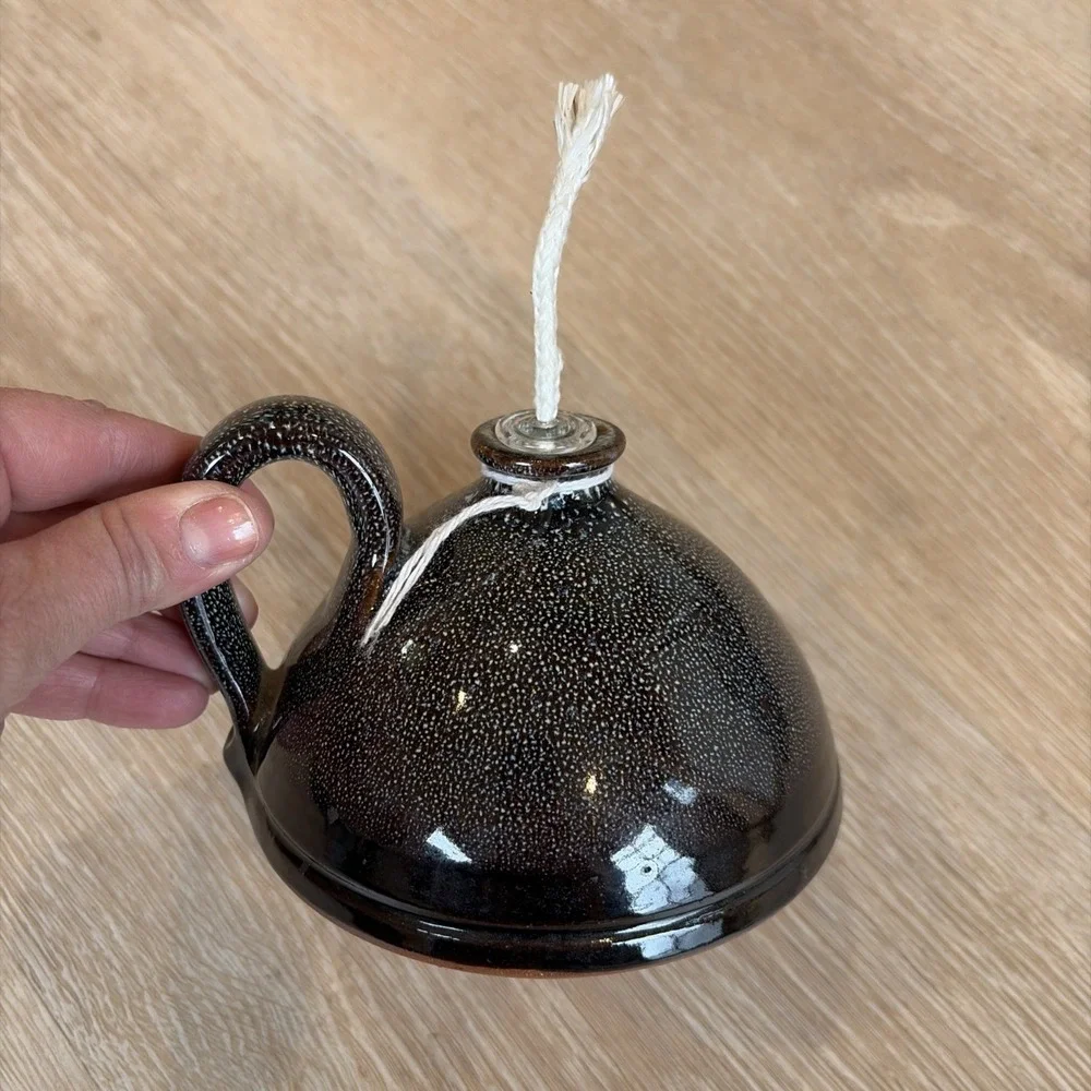 Whynot Pottery Drip Glaze‎ Oil Candle With Handle